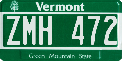 VT license plate ZMH472