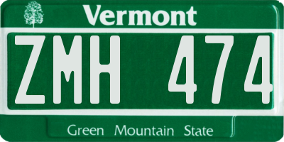 VT license plate ZMH474