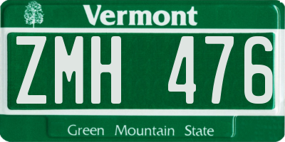 VT license plate ZMH476