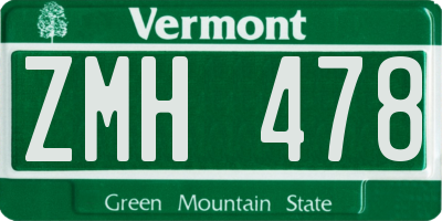 VT license plate ZMH478