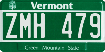 VT license plate ZMH479