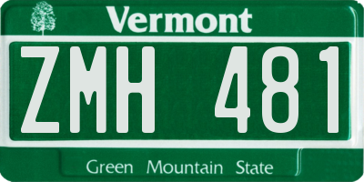 VT license plate ZMH481