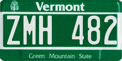 VT license plate ZMH482