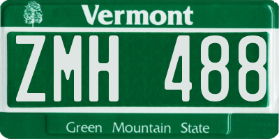 VT license plate ZMH488
