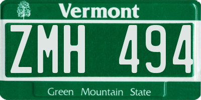 VT license plate ZMH494