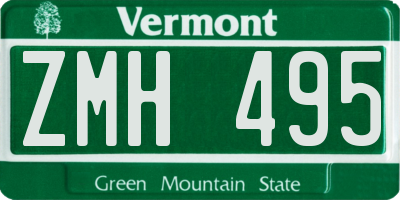 VT license plate ZMH495