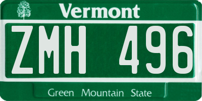 VT license plate ZMH496
