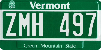 VT license plate ZMH497