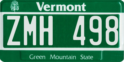 VT license plate ZMH498
