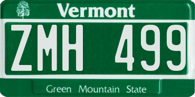 VT license plate ZMH499