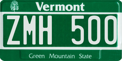 VT license plate ZMH500