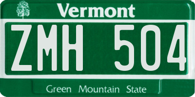 VT license plate ZMH504