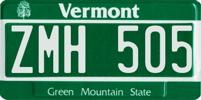 VT license plate ZMH505