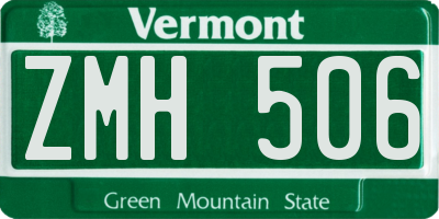 VT license plate ZMH506