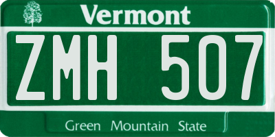 VT license plate ZMH507