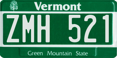 VT license plate ZMH521