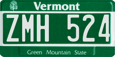 VT license plate ZMH524