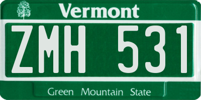 VT license plate ZMH531
