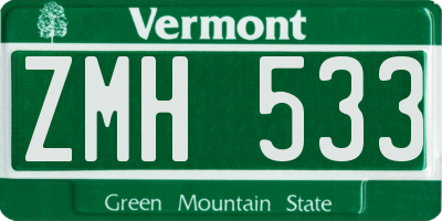 VT license plate ZMH533