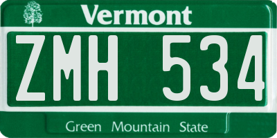 VT license plate ZMH534