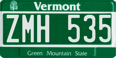 VT license plate ZMH535