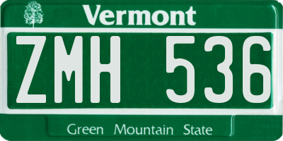 VT license plate ZMH536