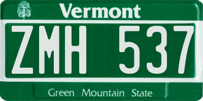 VT license plate ZMH537