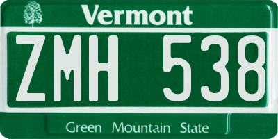 VT license plate ZMH538
