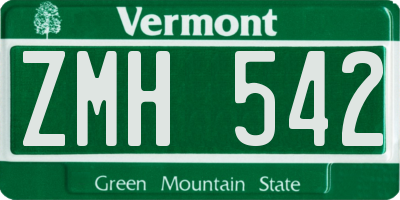 VT license plate ZMH542