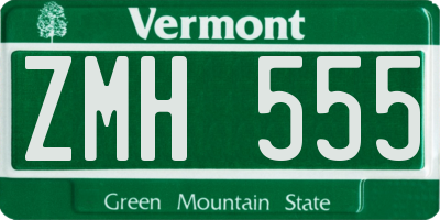 VT license plate ZMH555
