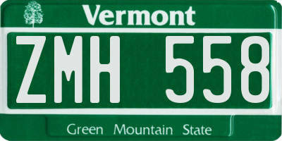 VT license plate ZMH558