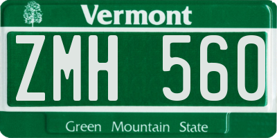 VT license plate ZMH560