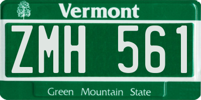 VT license plate ZMH561