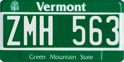 VT license plate ZMH563