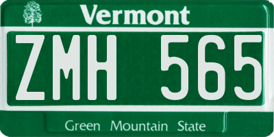 VT license plate ZMH565