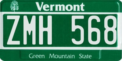 VT license plate ZMH568