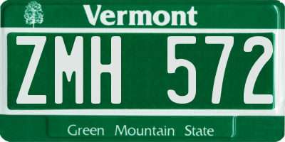 VT license plate ZMH572