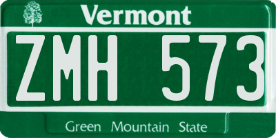 VT license plate ZMH573