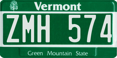 VT license plate ZMH574