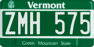 VT license plate ZMH575