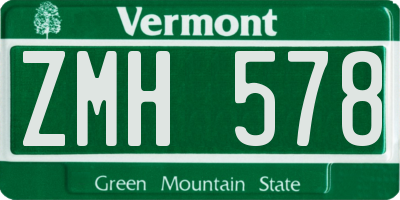 VT license plate ZMH578