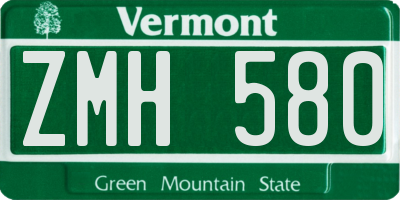 VT license plate ZMH580
