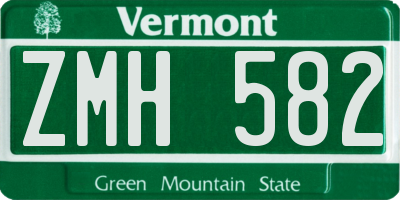 VT license plate ZMH582