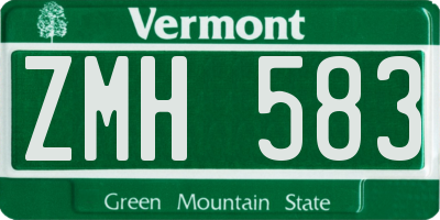 VT license plate ZMH583