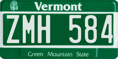 VT license plate ZMH584
