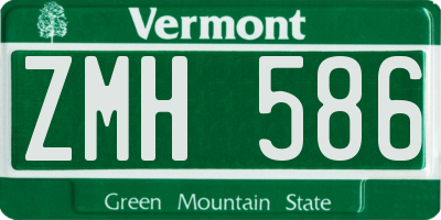 VT license plate ZMH586