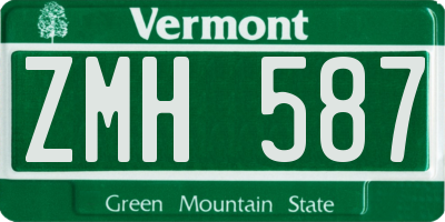 VT license plate ZMH587