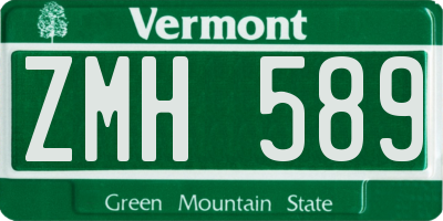 VT license plate ZMH589