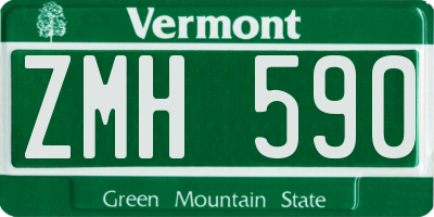 VT license plate ZMH590
