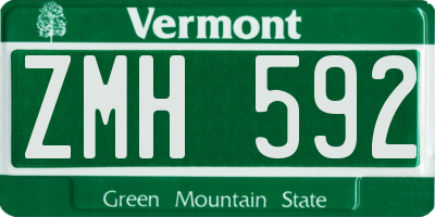 VT license plate ZMH592